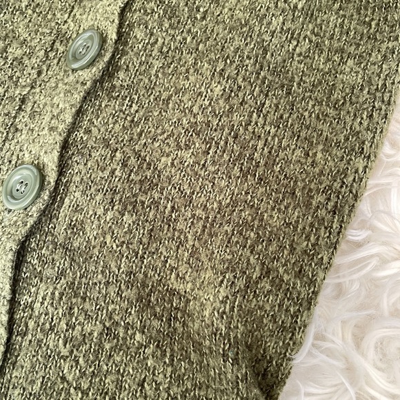 Linda Matthews green hooded button up long sleeve cardigan sweater top shirt S - Picture 7 of 17